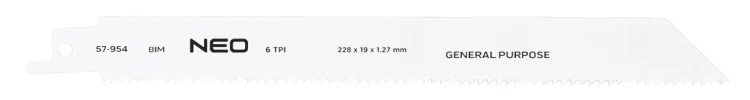 Brzeszczoty do piły szablastej NEO TOOLS 228 x 19 x 1.27 mm 6TPI kpl. 2 szt.