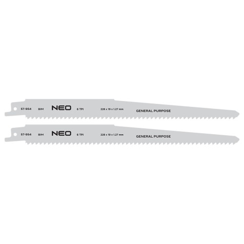 Brzeszczoty do piły szablastej NEO TOOLS 228 x 19 x 1.27 mm 6TPI kpl. 2 szt.