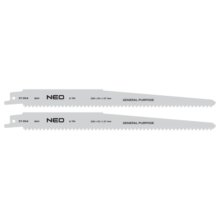 Brzeszczoty do piły szablastej NEO TOOLS 228 x 19 x 1.27 mm 6TPI kpl. 2 szt.
