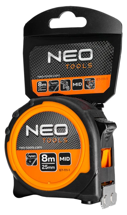 Miara zwijana stalowa NEO TOOLS 8 m x 25 mm, magnes