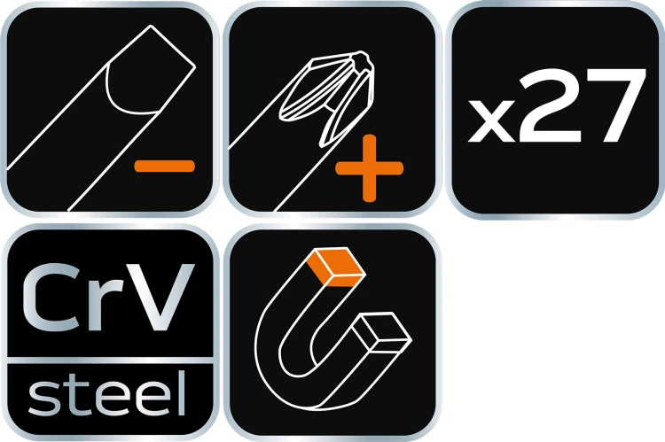 Wkrętaki i końcówki wkrętakowe NEO TOOLS zestaw 27 szt.