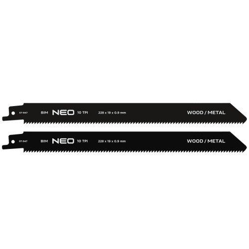 Brzeszczoty do piły szablastej NEO TOOLS 228 x 19 x 0.9 mm 10TPI kpl. 2 szt.