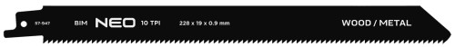 Brzeszczoty do piły szablastej NEO TOOLS 228 x 19 x 0.9 mm 10TPI kpl. 2 szt.