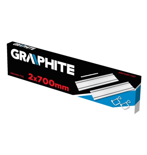 Szyny prowadzące GRAPHITE 2 x 700 mm, łącznik, 2 zaciski