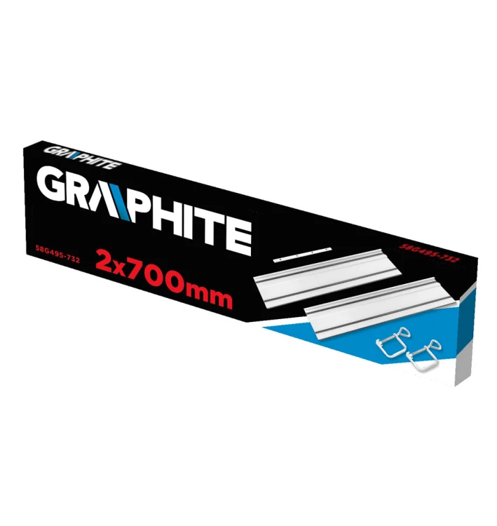 Szyny prowadzące GRAPHITE 2 x 700 mm, łącznik, 2 zaciski