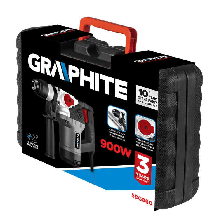 Młot udarowy GRAPHITE SDS+ 900W, walizka