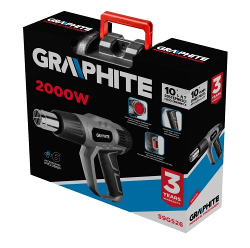 Opalarka 2000W GRAPHITE trzy biegi zakres temperatur 50C-550C walizka