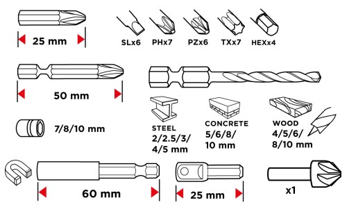 Wiertła i bityGRAPHITE zestaw 50 szt.