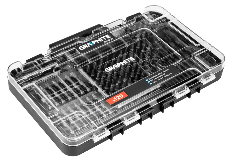Wiertła, bity, nasadki GRAPHITE zestaw 120 szt.