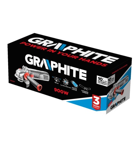 Szlifierka kątowa GRAPHITE 900W, tarcza 125 x 22.2 mm, obroty 3000-12000 min⁻¹