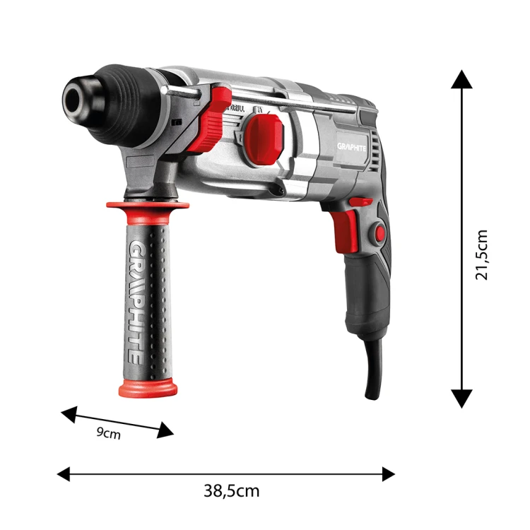 Młotowiertarka GRAPHITE SDS+ 800W, 2.8J, walizka