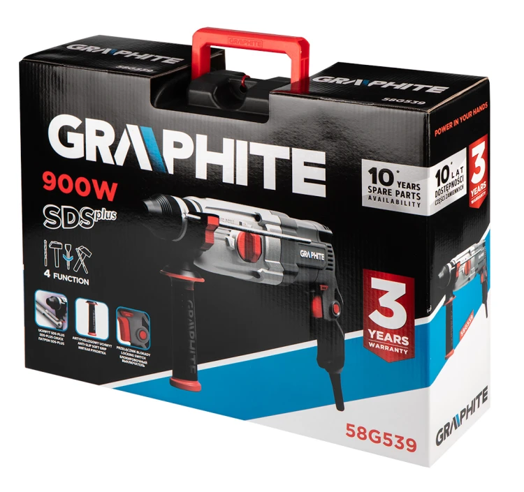 Młotowiertarka GRAPHITE SDS+ 900W, walizka