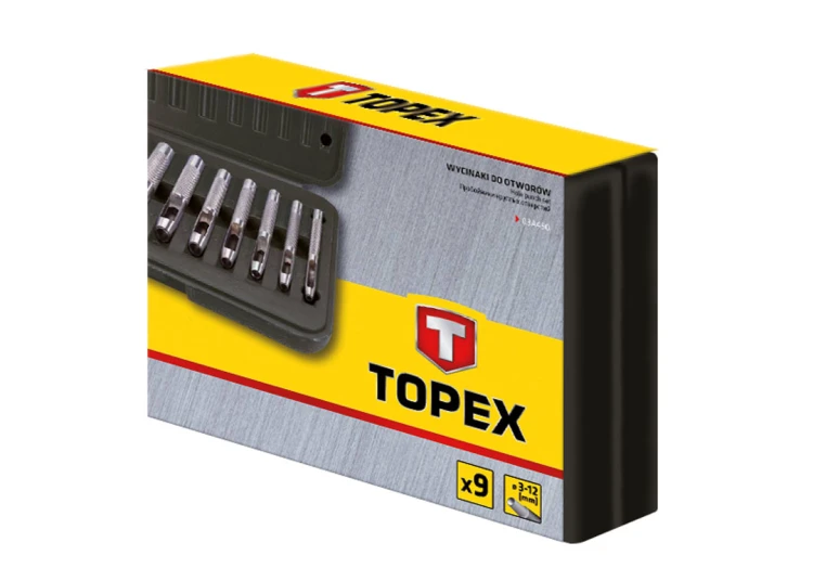 Wycinaki do otworów TOPEX zakres 3-12 mm, 9 szt.