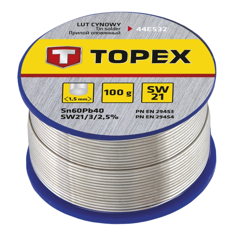 Lut cynowy 60% Sn, drut 1.5 mm, 100 g TOPEX