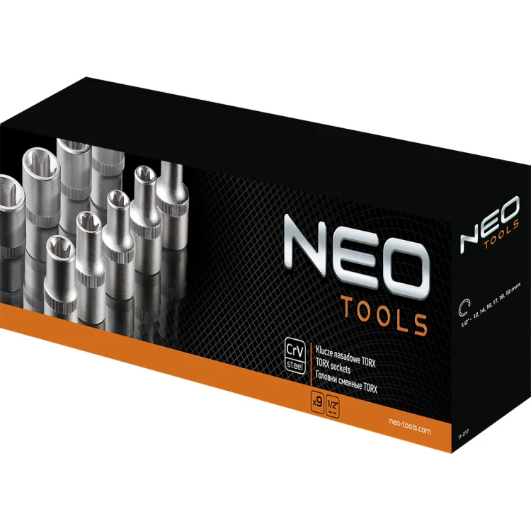 Klucze nasadowe TORX 1/2" NEO TOOLS zestaw 9 szt.