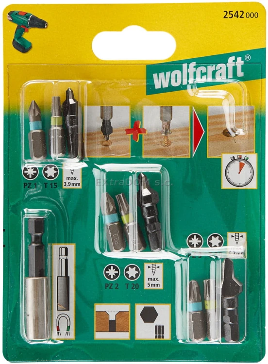 Zestaw bitów i fazowników Wolfcraft kpl 10 cz 2542000