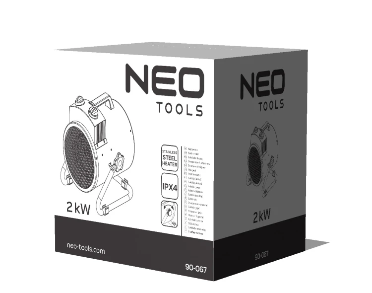 Nagrzewnica elektryczna 2kW NEO TOOLS  przemysł, regulacja ustawienia, IPX4