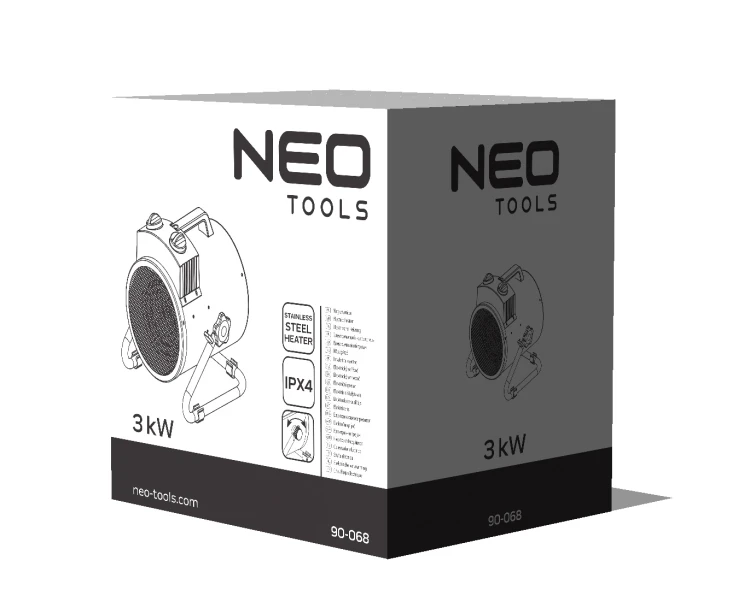 Nagrzewnica elektryczna 3kW NEO TOOLS  przemysł, regulacja ustawienia, IPX4