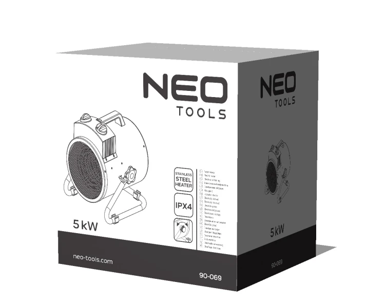 Nagrzewnica elektryczna 5kW NEO TOOLS przemysł, regulacja ustawienia, IPX4
