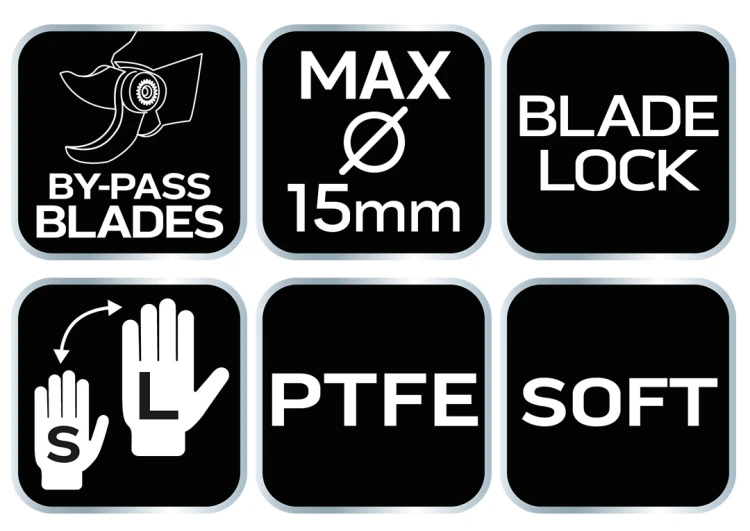 Sekator by-pass 185 mm NEO TOOLS  zakres do 15 mm, regulowany rozstaw