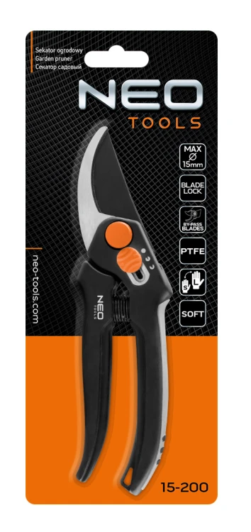 Sekator by-pass 185 mm NEO TOOLS  zakres do 15 mm, regulowany rozstaw