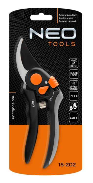 Sekator by-pass 200 mm NEO TOOLS zakres do 18 mm, regulowany rozstaw