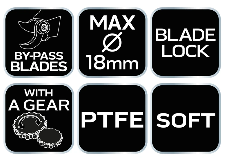 Sekator by-pass 200 mm NEO TOOLS zakres do 18 mm, z przekładnią