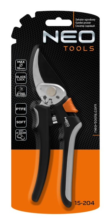 Sekator by-pass 200 mm NEO TOOLS zakres do 18 mm, z przekładnią