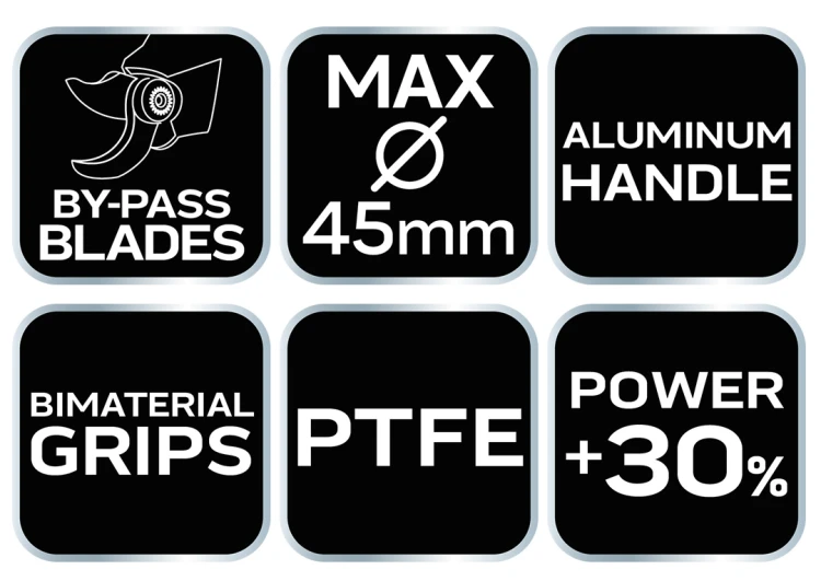 Sekator do gałęzi by-pass 710 mm NEO TOOLS zakres do 45 mm, przekładnia zwiększajaca siłe nacisku o 30%