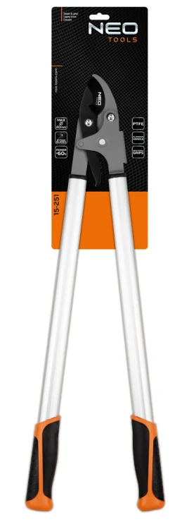 Sekator do gałęzi by-pass 765 mm NEO TOOLS zakres do 40 mm, przekładnia zwiększajaca siłe nacisku o 60%