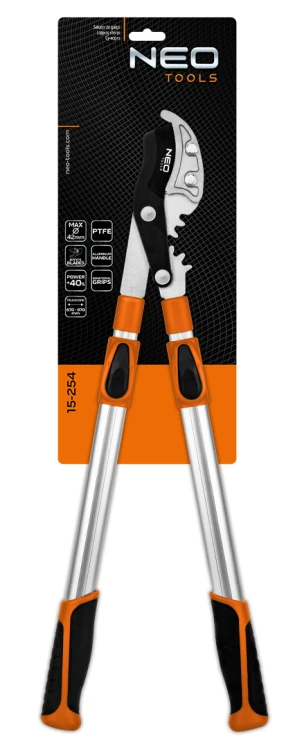 Kowadełkowy sekator do gałęzi 670 mm NEO TOOLS zakres do 42 mm, przekładnia zwiększajaca siłe nacisku o 40%,