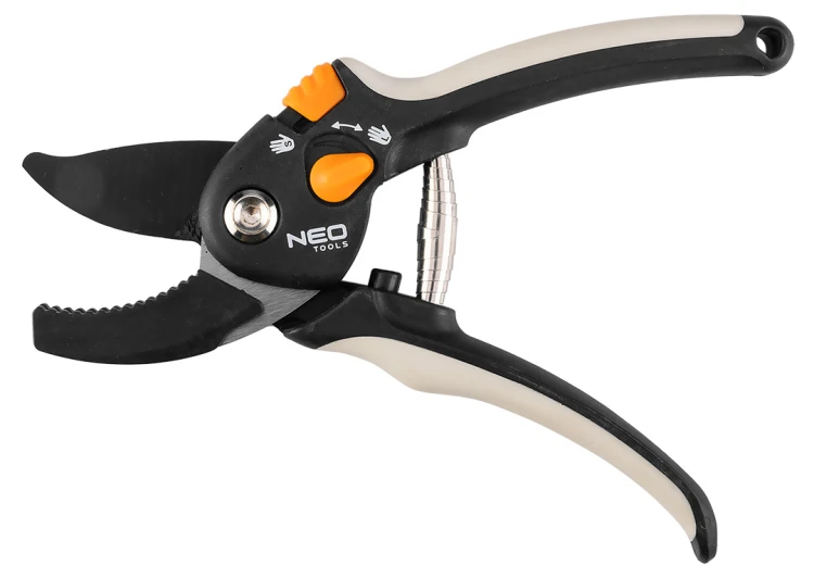 Sekator kowadełkowy NEO TOOLS 200 mm zakres do 18 mm regulowany rozstaw.
