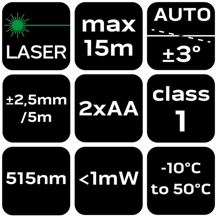 Laser krzyżowy NEO TOOLS 15 m, zielony, etui