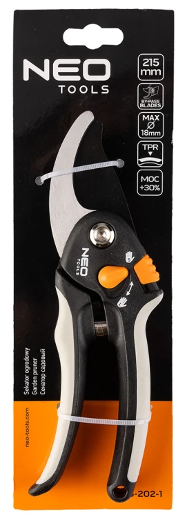 Sekator by-pass 200 mm NEO TOOLS zakres do 18 mm, regulowany rozstaw.