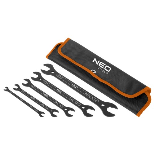Klucze płaskie NEO TOOLS dwustronne supercienkie, 4 w 1, 6 - 27 mm 20 rozmiarów zestaw 5 szt.