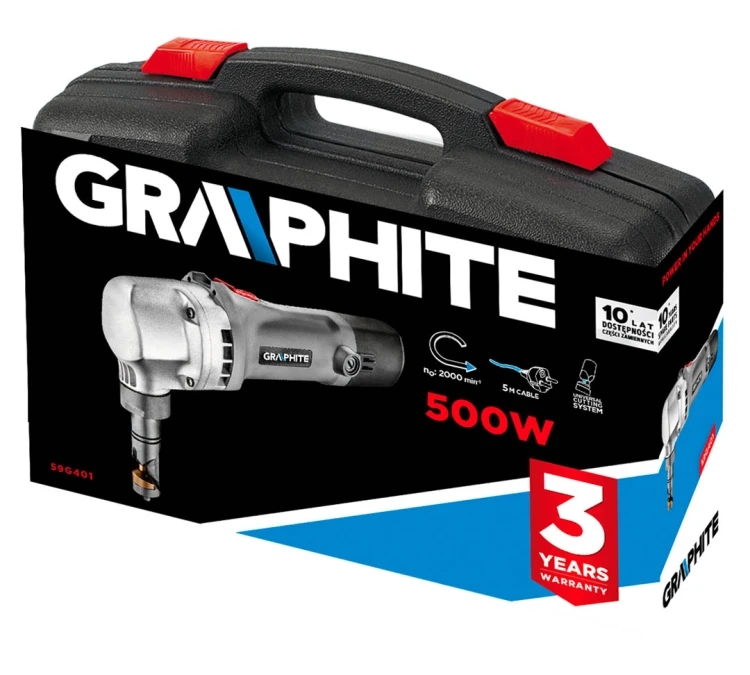Nożyce do blachy GRAPHITE 500W, walizka