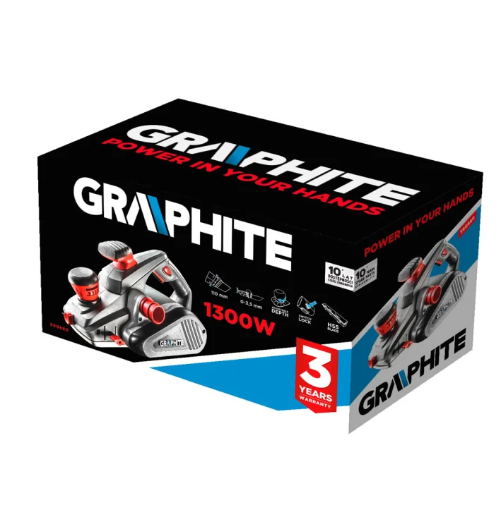 Strug elektryczny GRAPHITE 1300W głębokość strugania 3.5 mm szerokość strugania 110 mm