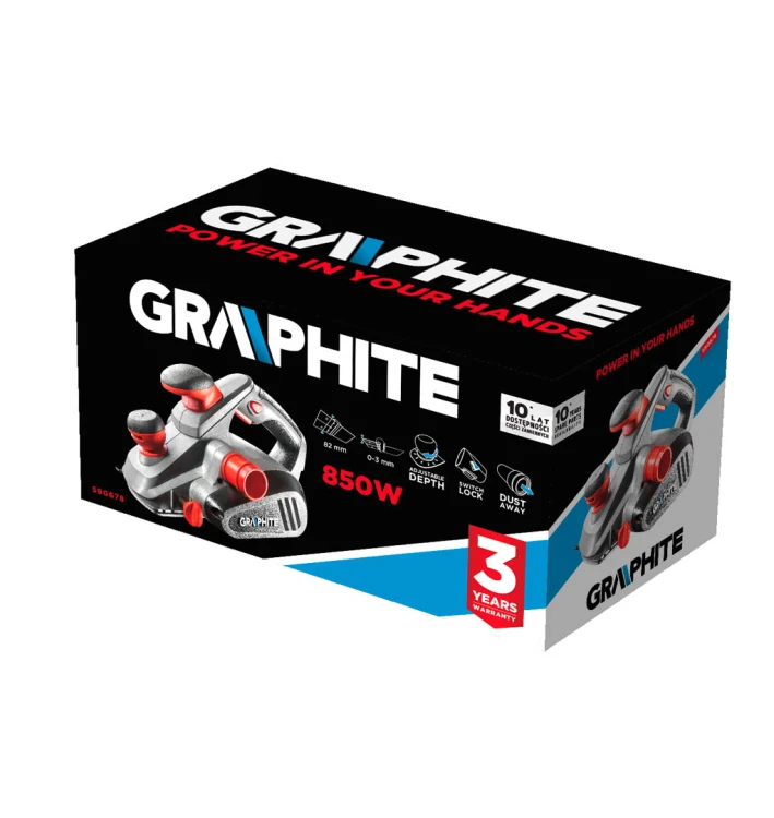 Strug elektryczny GRAPHITE  850W głębokość strugania 3 mm szerokość strugania 82 mm