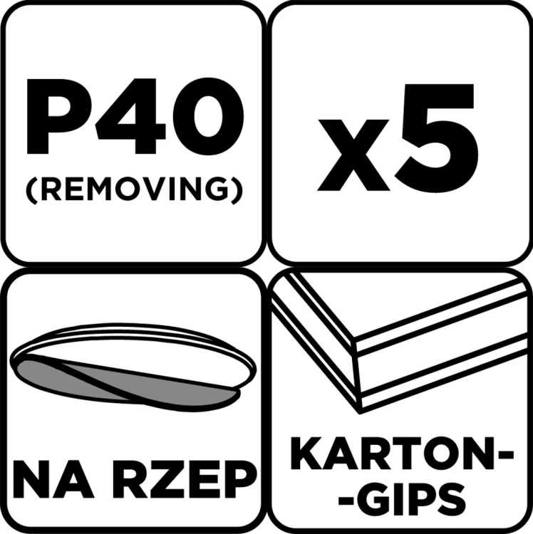 Krążki ścierne GRAPHITE perforowane na rzep z otworami 225 mm P40 5 szt.