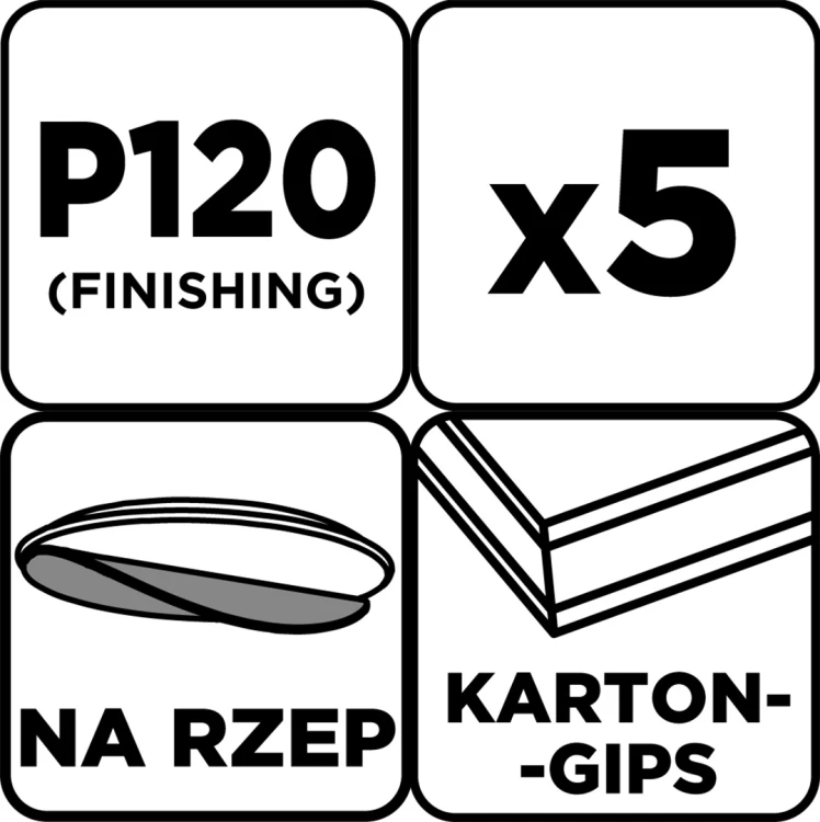 Krążki ścierne GRAPHITE perforowane na rzep z otworami 225 mm P120 5 szt.