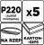 Krążki ścierne GRAPHITE perforowane na rzep z otworami 225 mm P220 5 szt.