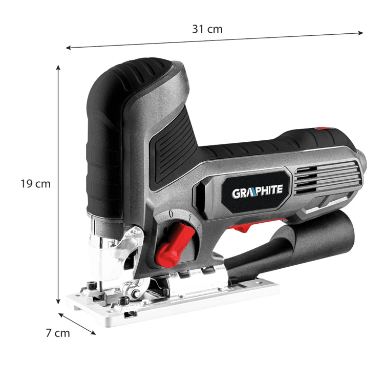 Wyrzynarka GRAPHITE 600W ilość suwów 800-3000 min-1 z uchwytem za korpus