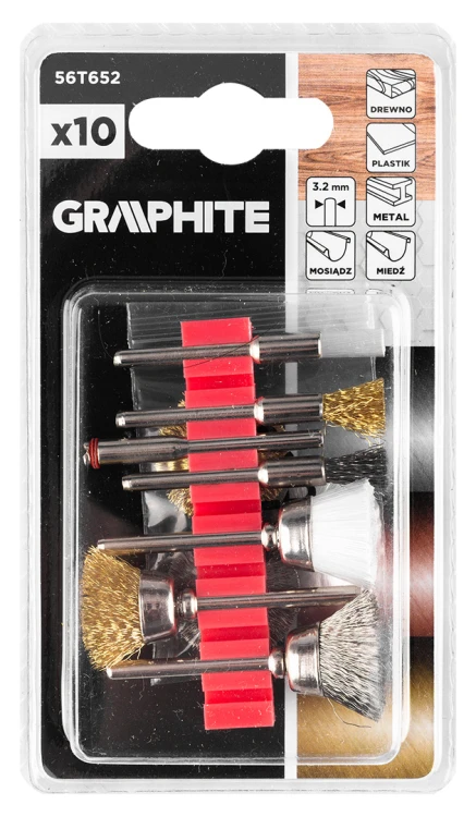 Szczotki druciane do miniszlifierki GRAPHITE zestaw 10 szt.