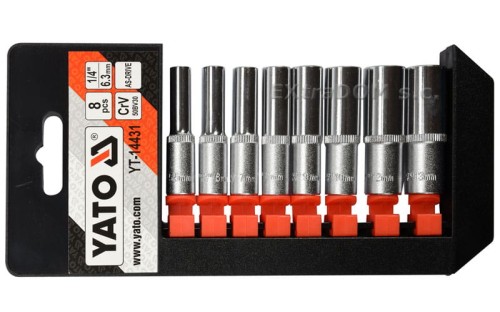 Klucze nasadowe, nasadki YATO 1/4'' 8cz długie - 14431