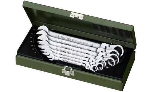 Klucze płasko-oczkowe Proxxon Microspeeder z grzechotką i przegubem 7szt. 23068