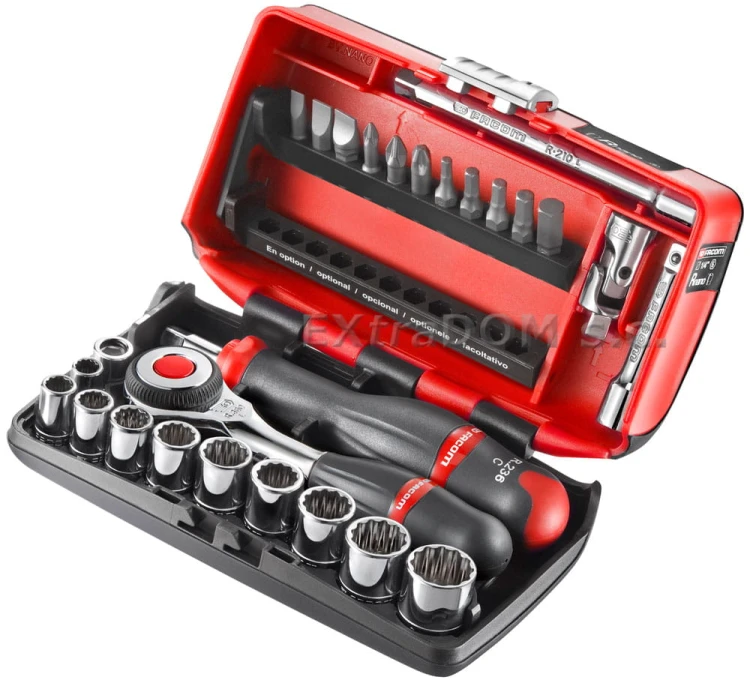 Klucze nasadowe Facom 1/4" 12-kątny rozmiary calowe 38 cz R.360 NANO-U112