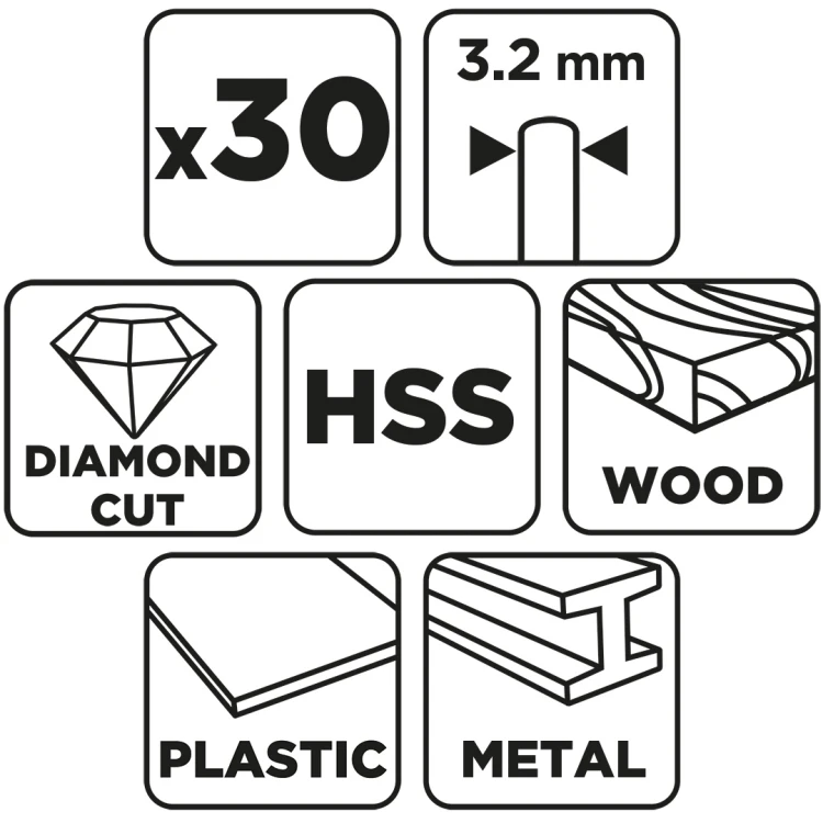 Frezy precycyjne diamentowe do miniszlifierki GRAPHITE zestaw 30 szt.