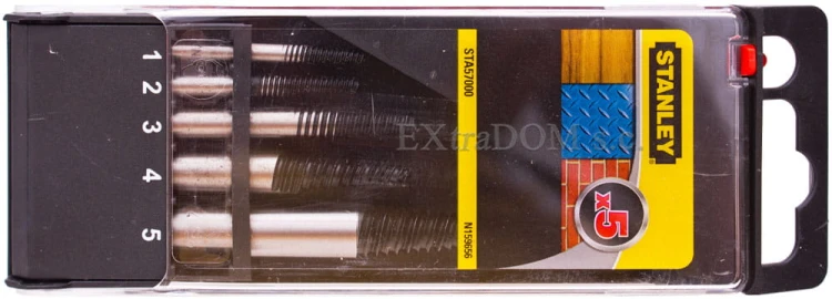 Wykrętaki do urwanych śrub Stanley kpl. 5 szt. M3 - M18 STA57000