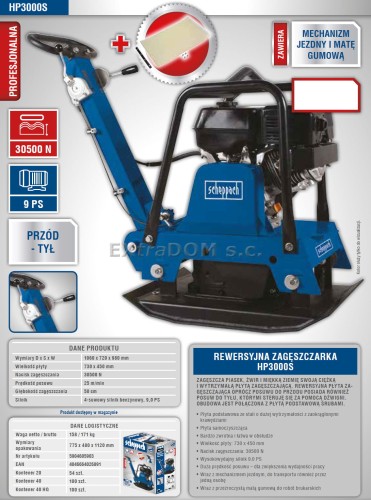  Zagęszczarka Scheppach HP3000S rewersyjna 30500N