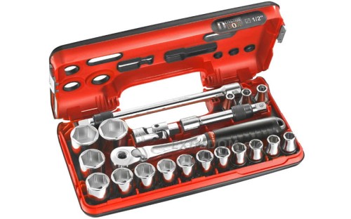 Klucze nasadowe Facom z grzechotką 1/2" nasadki 6-kątne 8-32mm 21 cz. SL.DBOX500